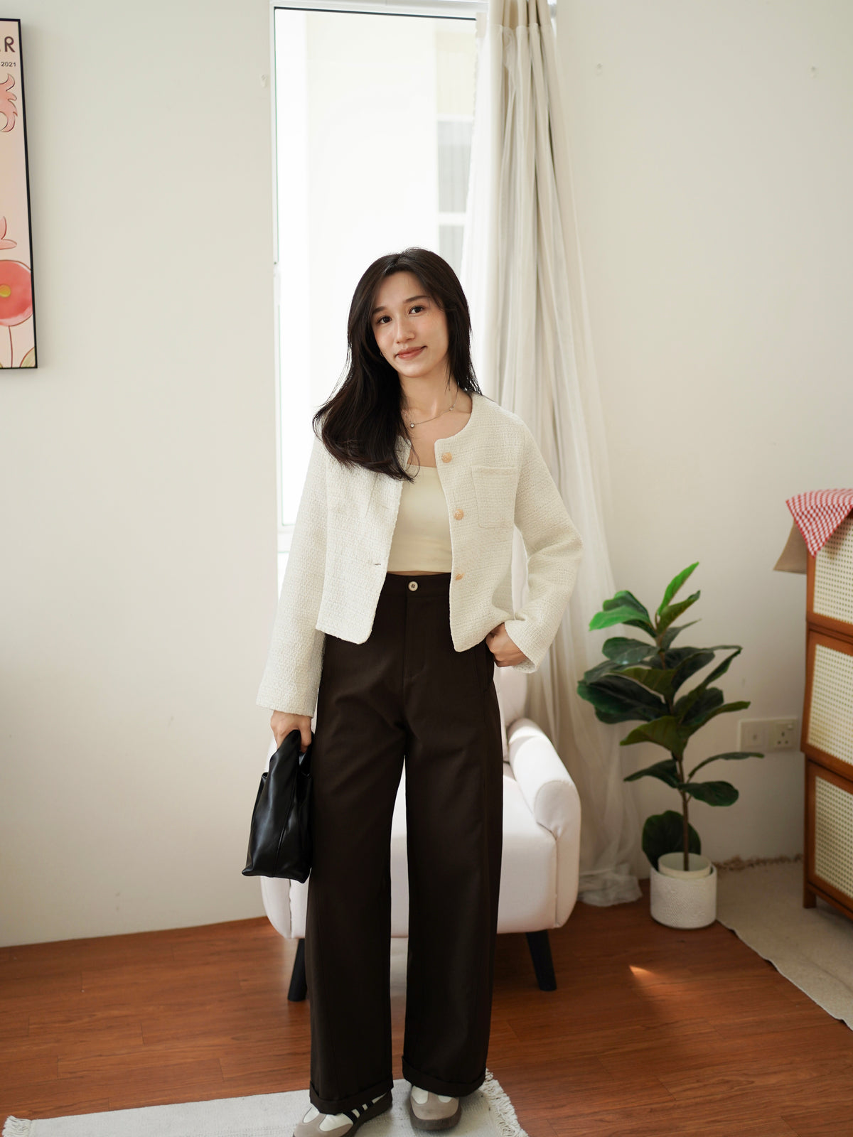 Ivory Tweed Blazer - LovelyMadness Clothing Malaysia
