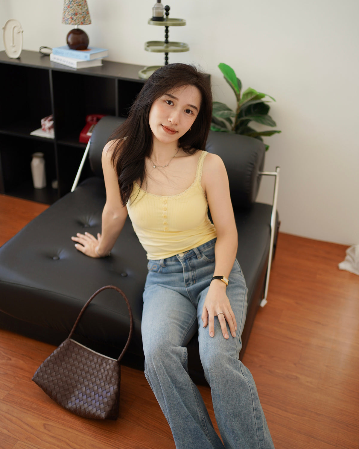 Eyelet Lace Trim Padded Tank