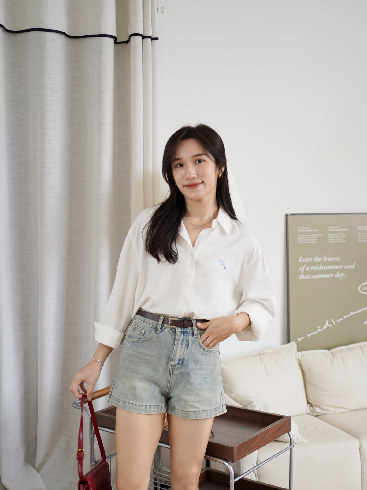 Embroidery Boxy Shirt (Anti-wrinkle fabric)