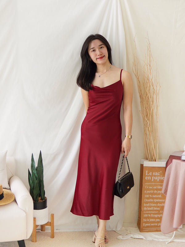 HARPER SATIN COWL DRESS