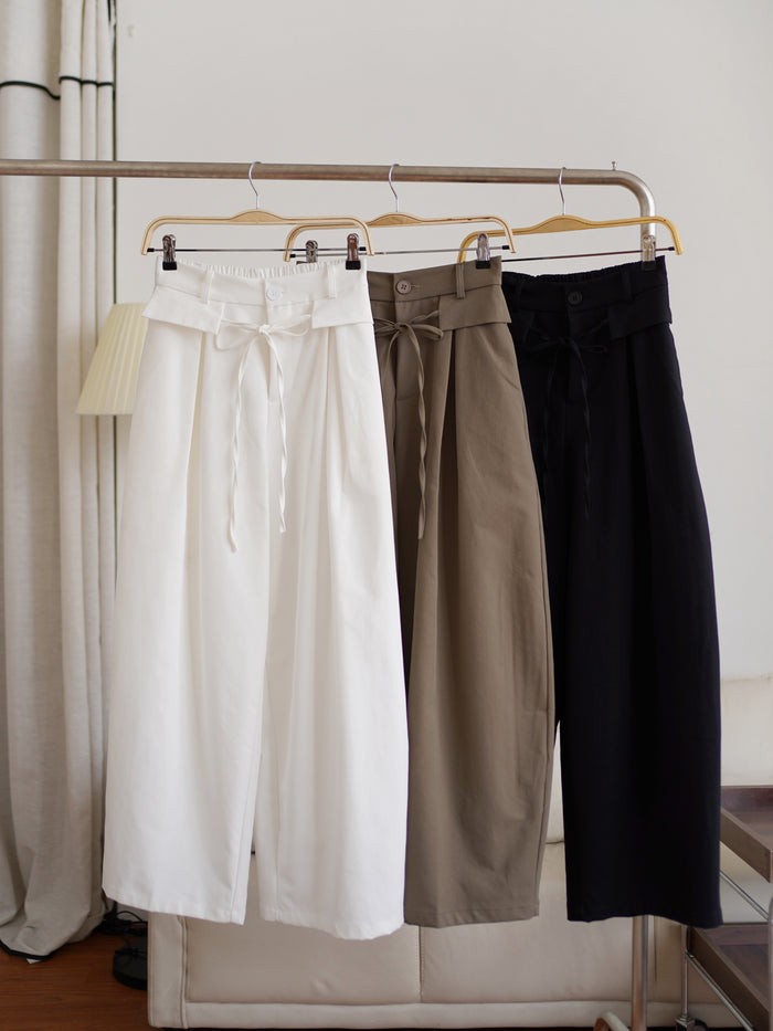 Rumi Wide-Leg Pants with Tie Detail - LovelyMadness Clothing Malaysia