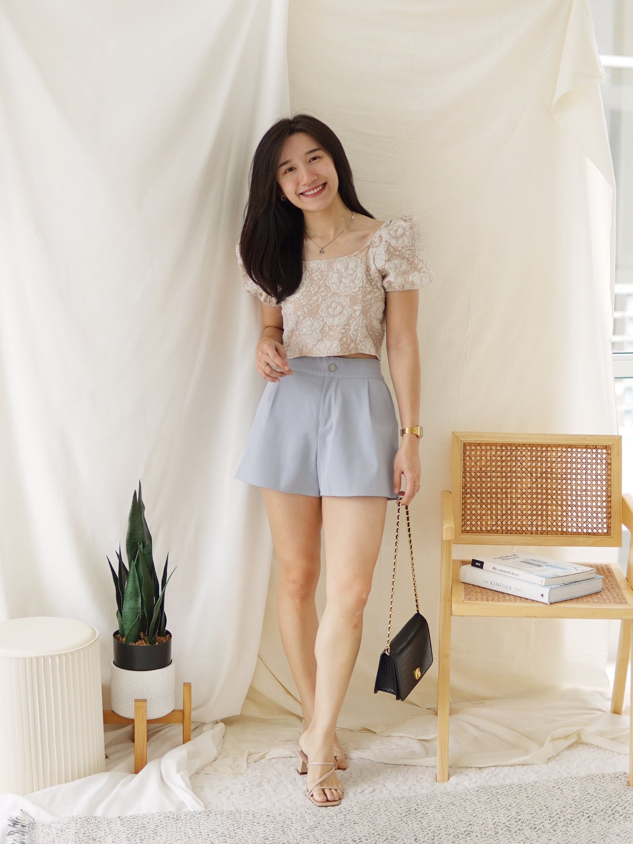 LACE JACQUARD PUFFY TOP