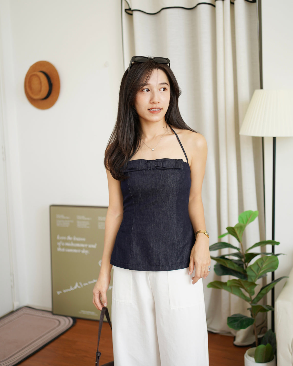 Kesha Denim Two Way Top - LovelyMadness Clothing Malaysia