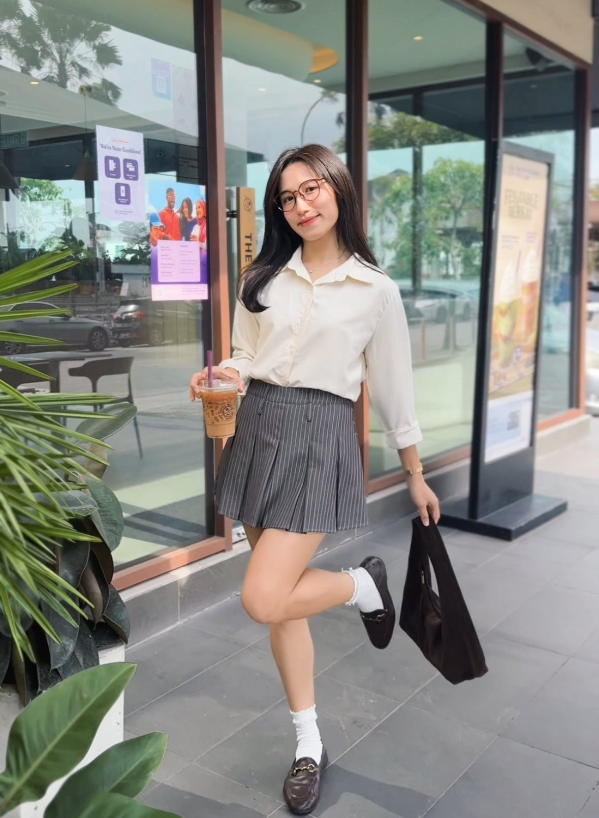 Leo Pinstripe Pleated Mini Skirt - LovelyMadness Clothing Malaysia