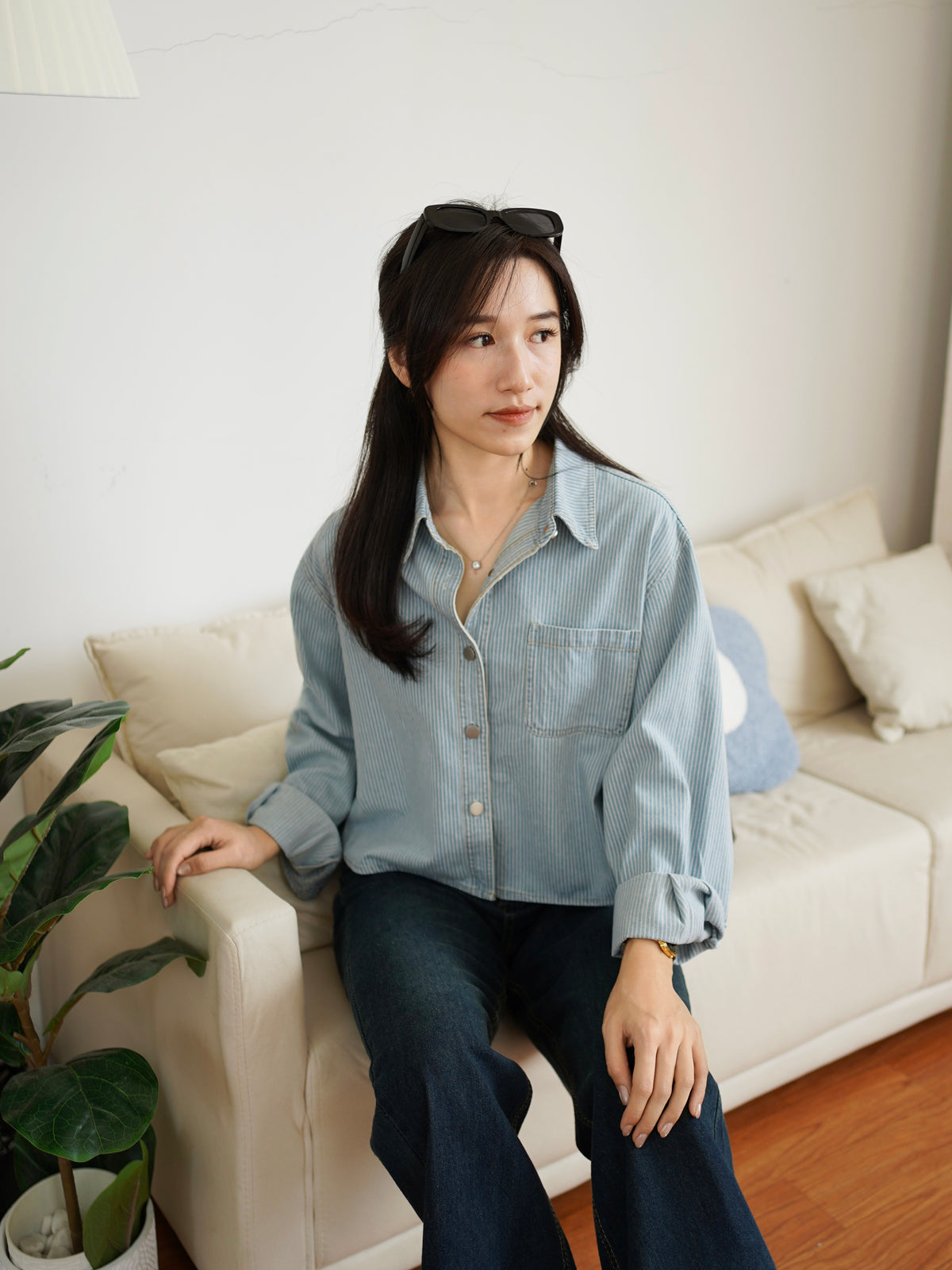 Denim Stripe Blouse