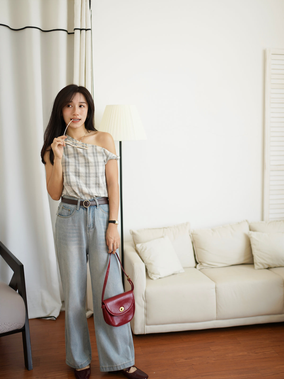 Oriana Plaid Twisted Top - LovelyMadness Clothing Malaysia
