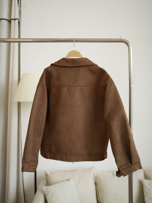 Brown Faux Leather Jacket - LovelyMadness Clothing Malaysia