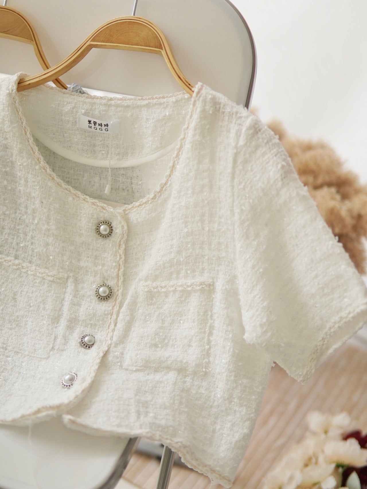ROSIA TWEED BUTTON TOP