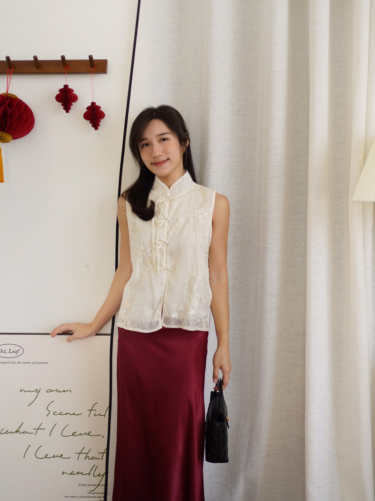 QIAN Embroidery Vest Top