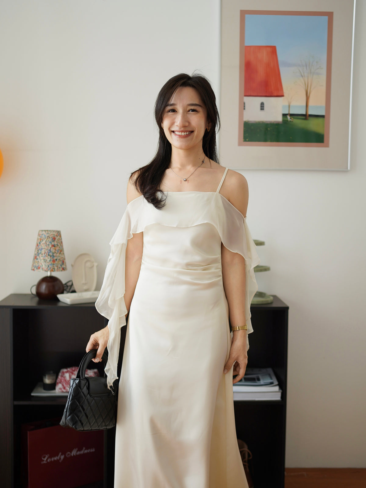 Elara Ruffle Satin Dress
