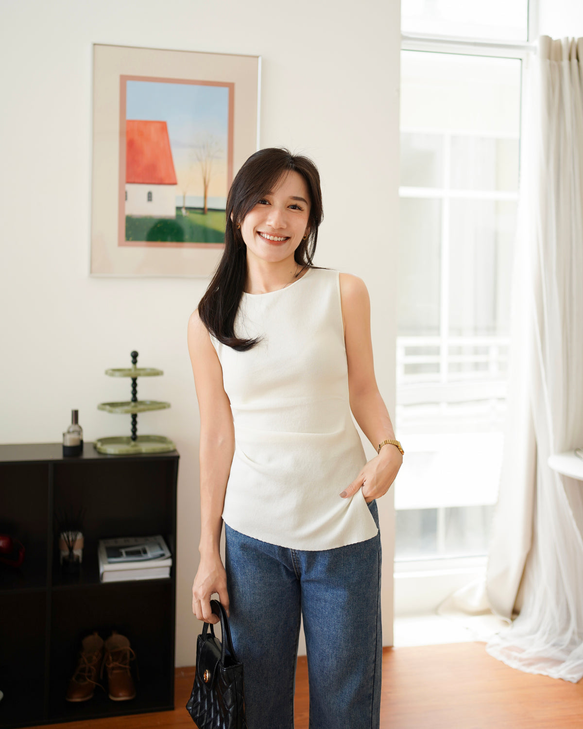 Katie Knit Side Ruched Top