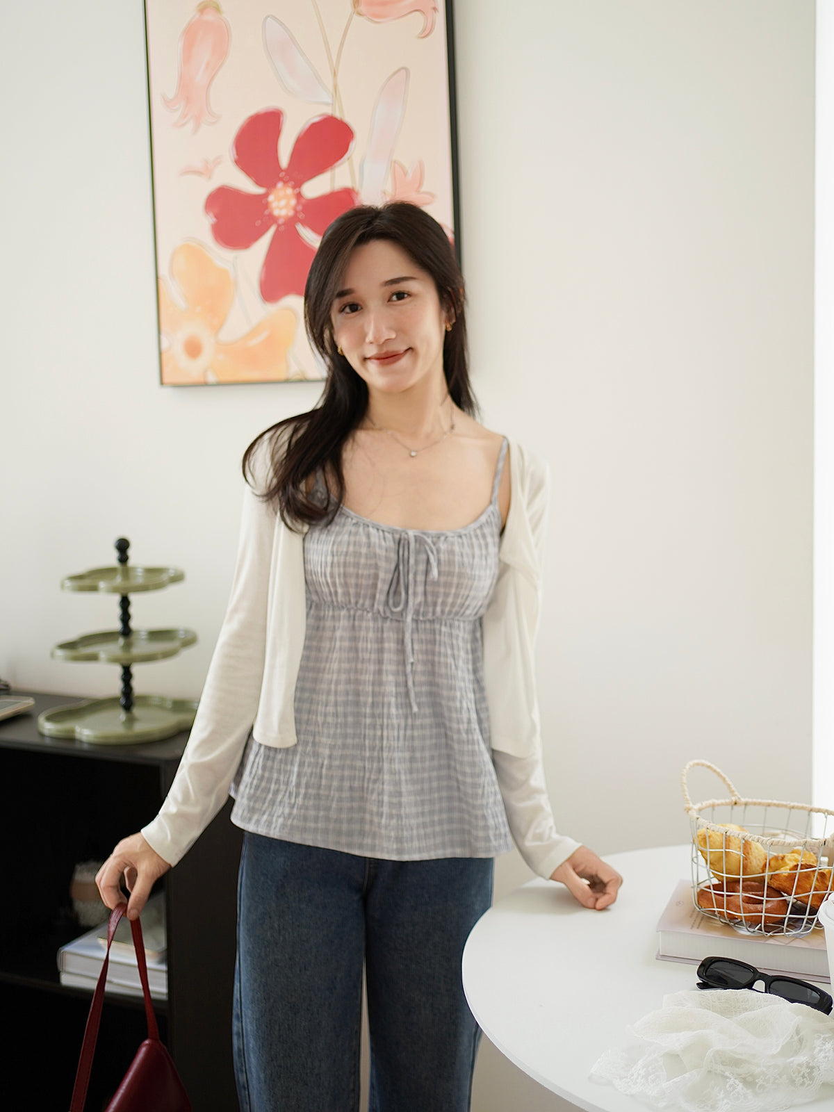 Plaid Camisole & Cardigan Set - LovelyMadness Clothing Malaysia