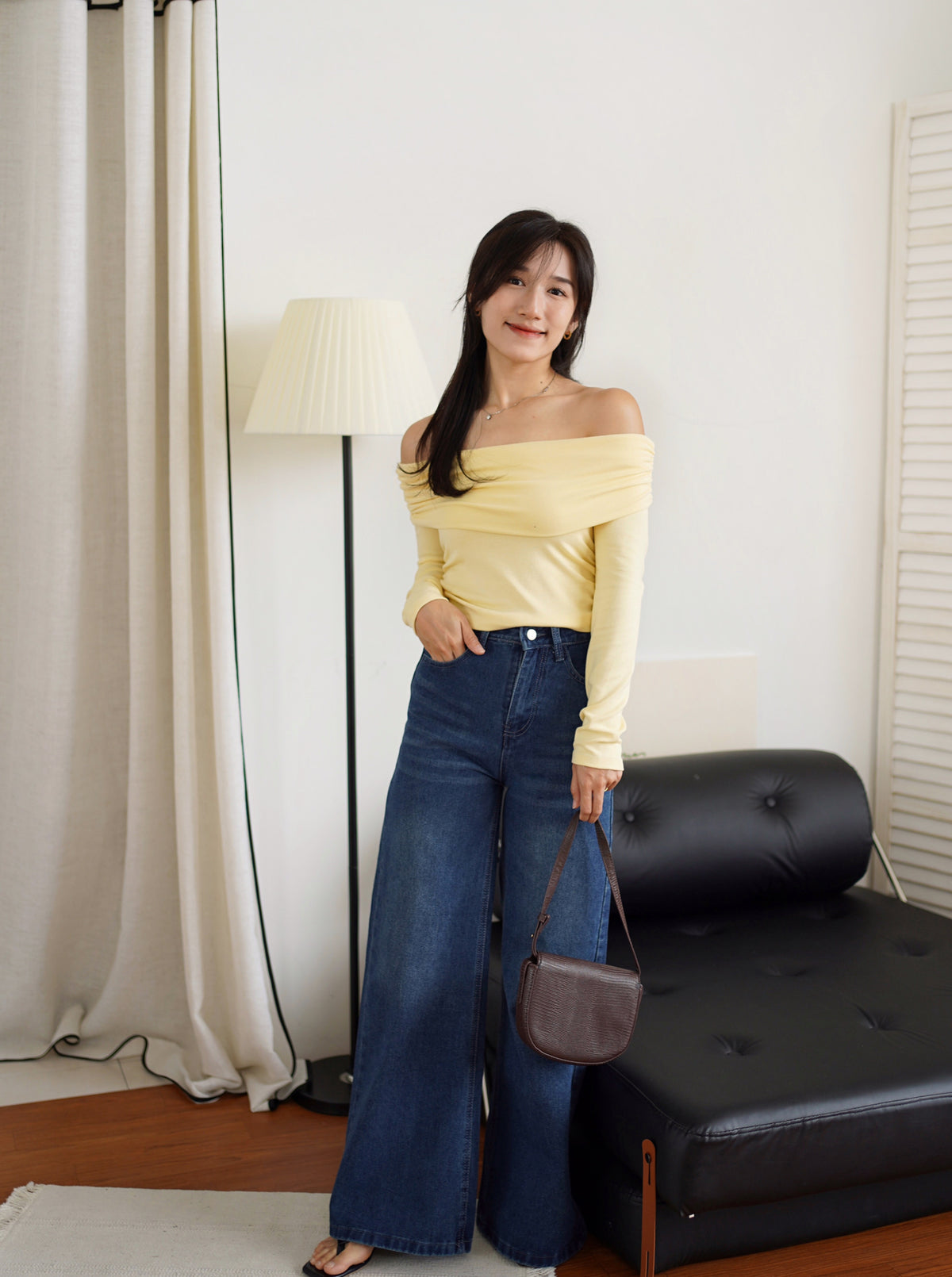 Soft Glow Off-shoulder Knit Top