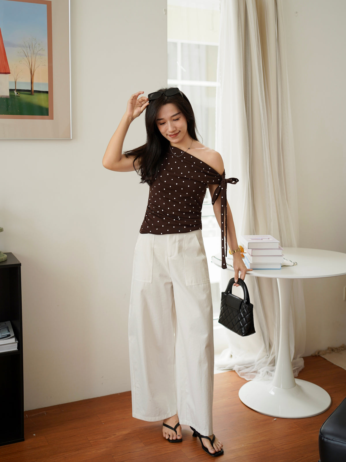 Denise Polkadots Tie Top