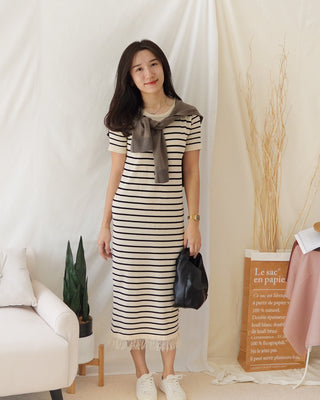 MARCHE STRIPE KNIT FRAY DRESS