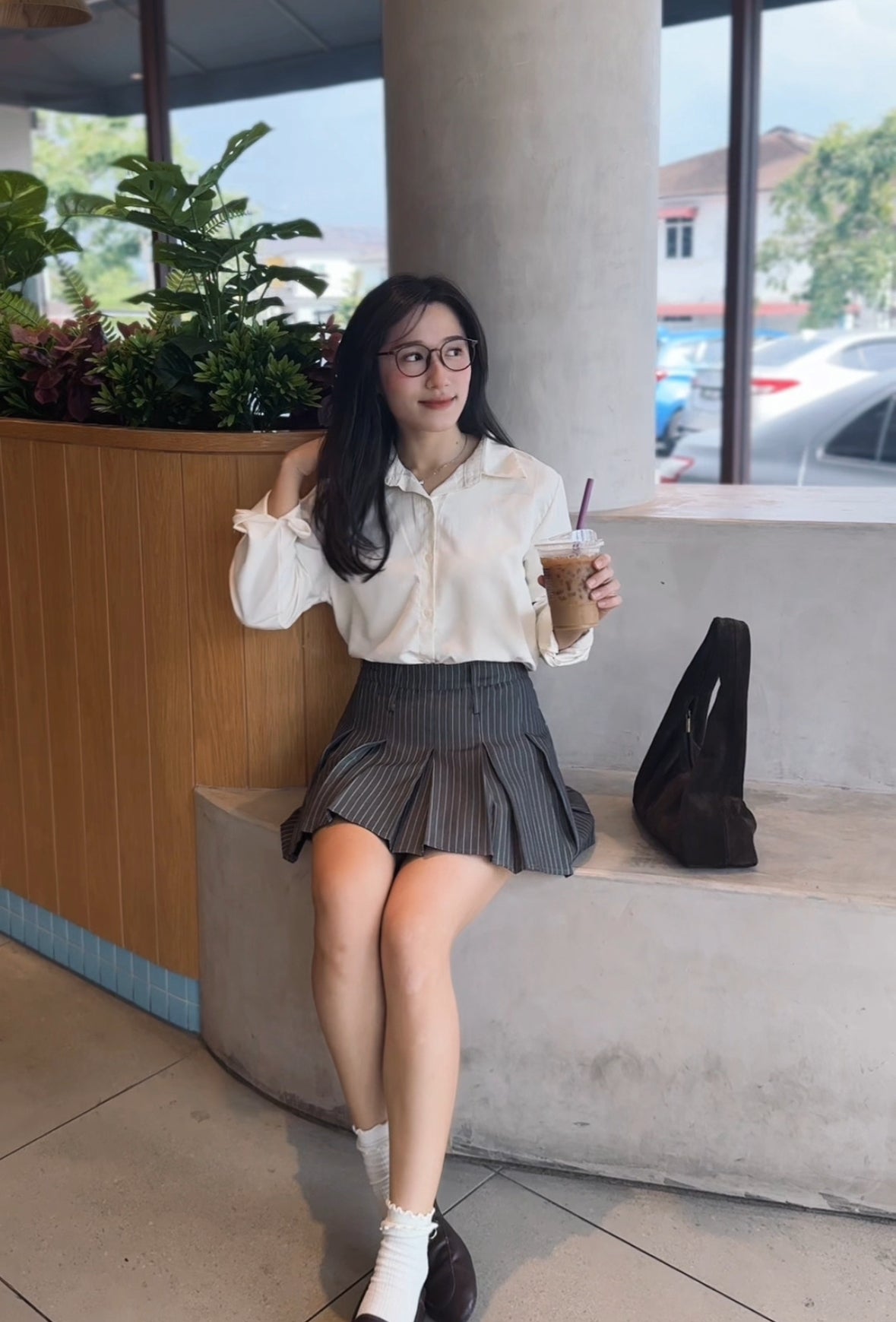 Leo Pinstripe Pleated Mini Skirt - LovelyMadness Clothing Malaysia