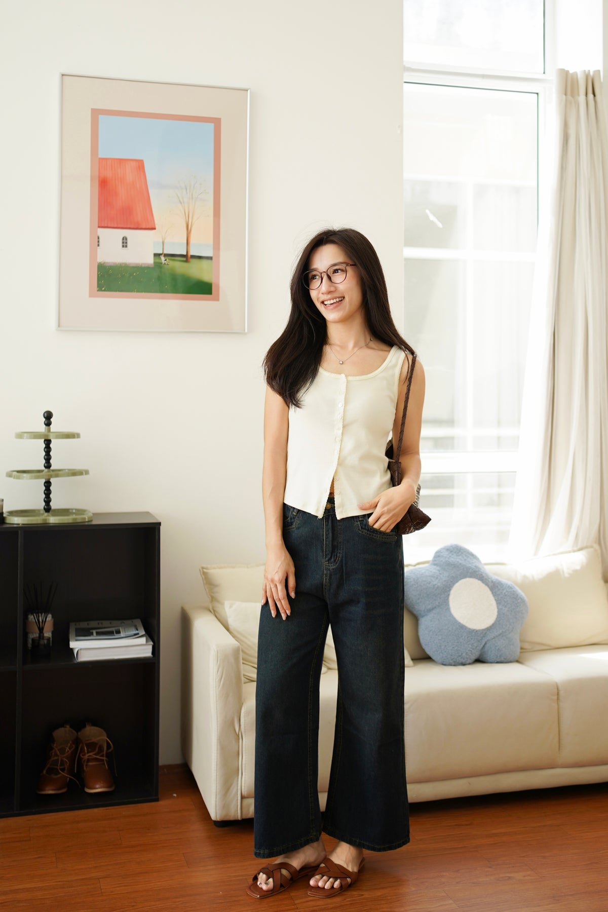 Button Scallop Trim Top