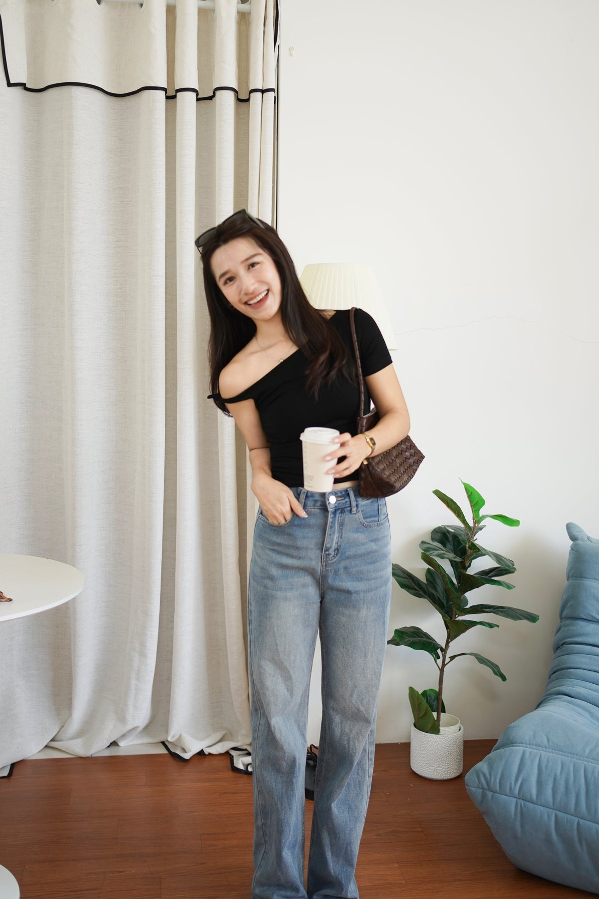 Mid Waist Straight Leg Jeans - LovelyMadness Clothing Malaysia