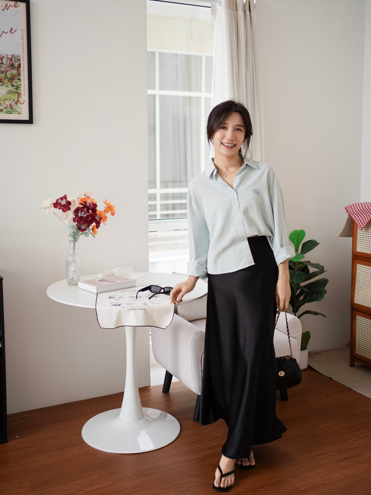 Embroidery Boxy Shirt (Anti-wrinkle fabric)