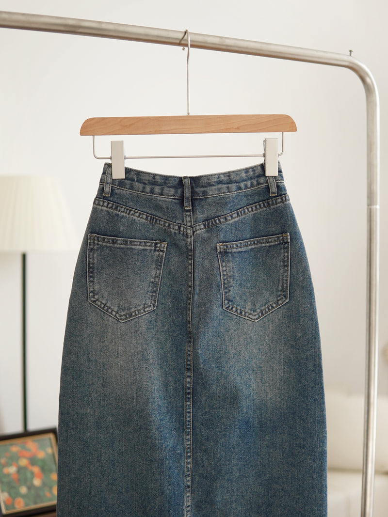 [LM.made] Myla Denim Split Midi Skirt