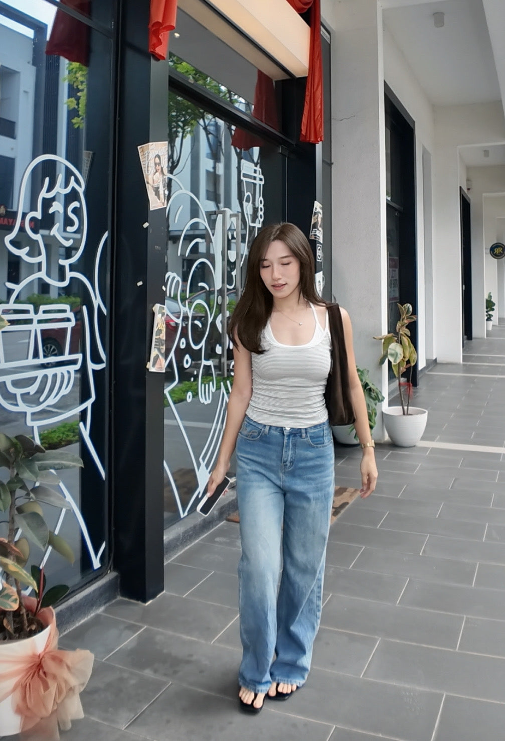 Helen Stripe Padded Halter Tank