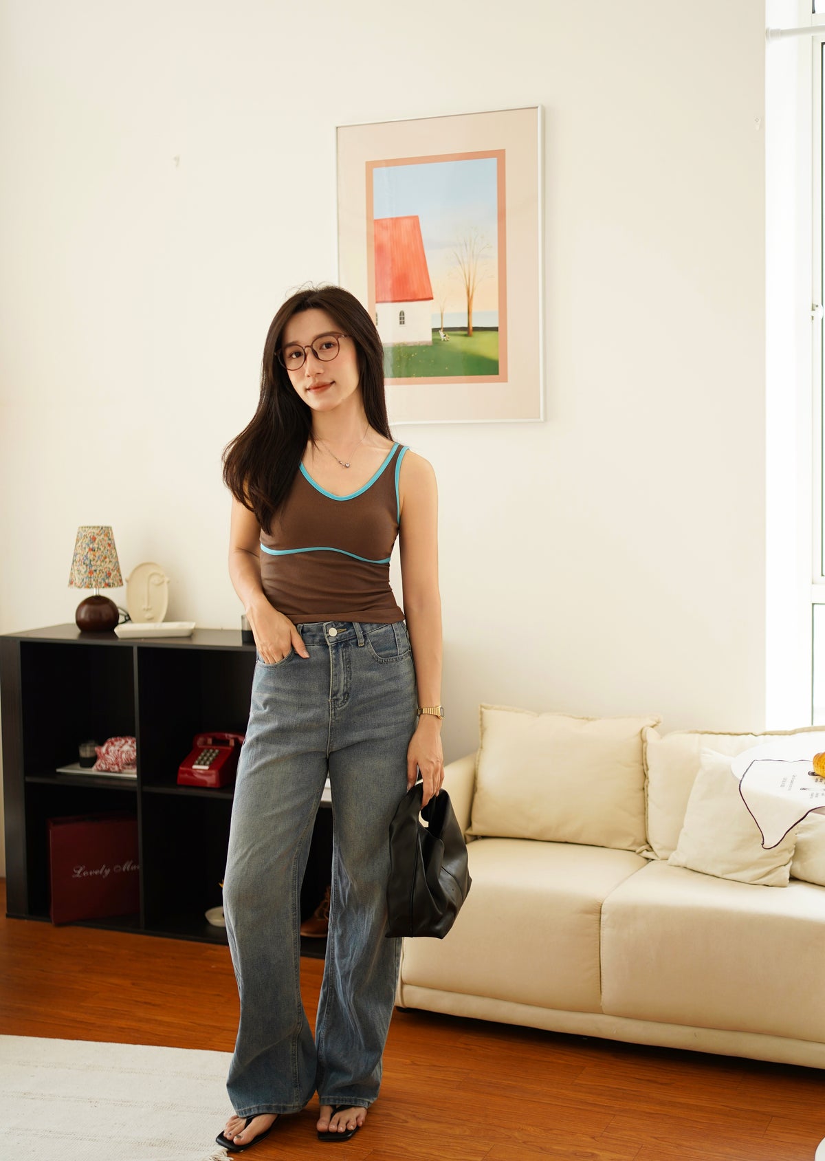Jennie Contrast Padded Top