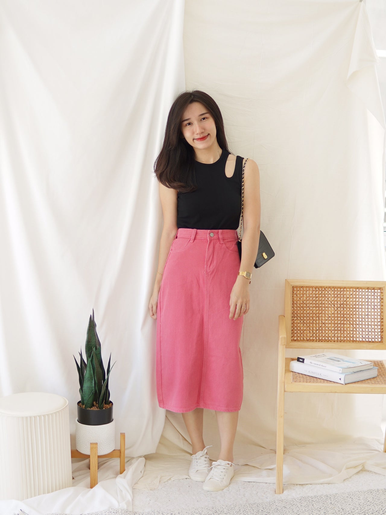 Creole Denim A-line Midi Skirt