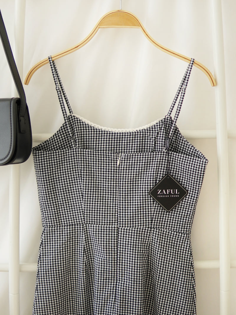 Checkered Strap Mini Dress