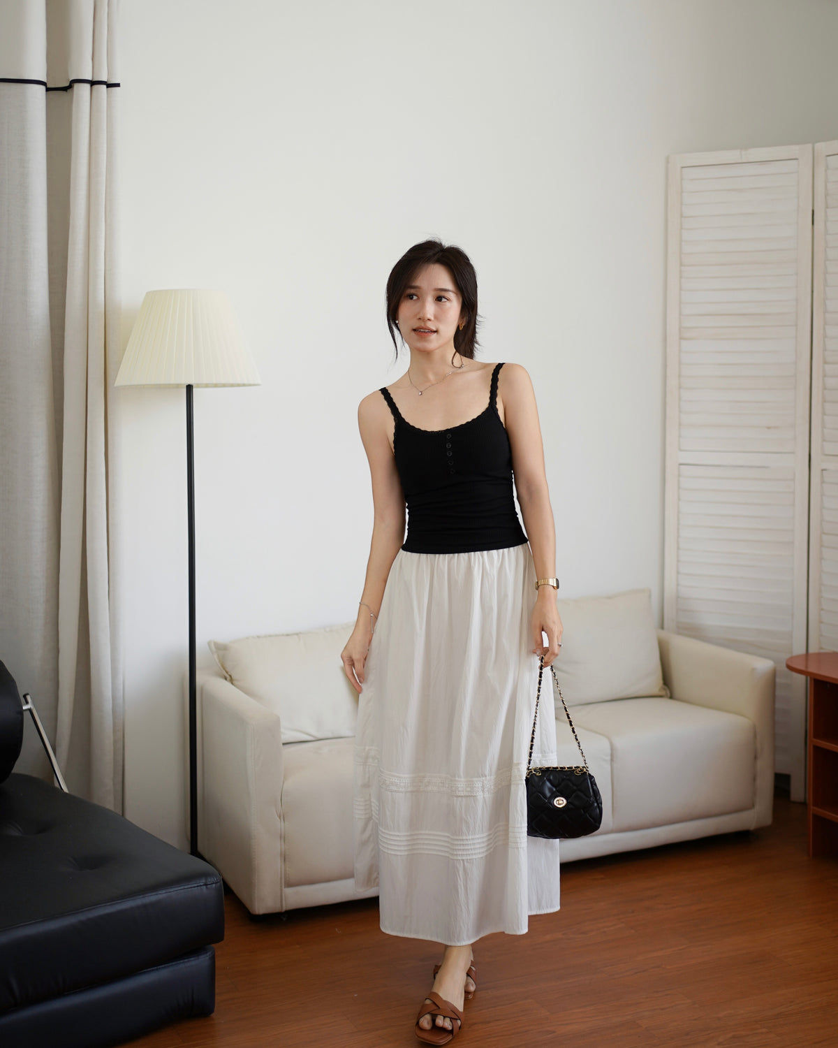Eyelet Lace Trim Padded Tank