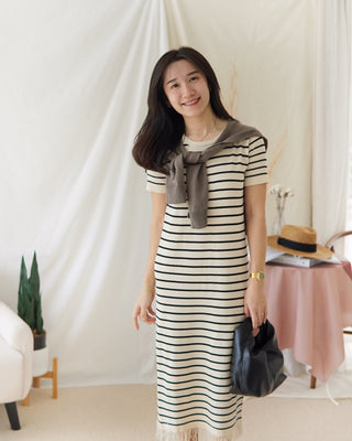 MARCHE STRIPE KNIT FRAY DRESS