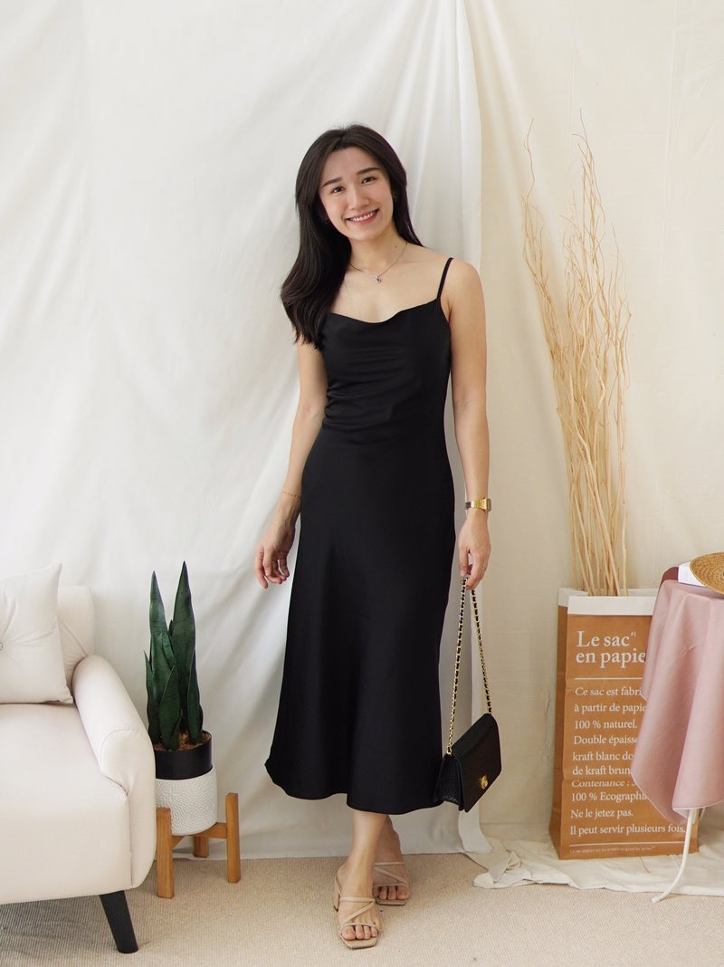 HARPER SATIN COWL DRESS