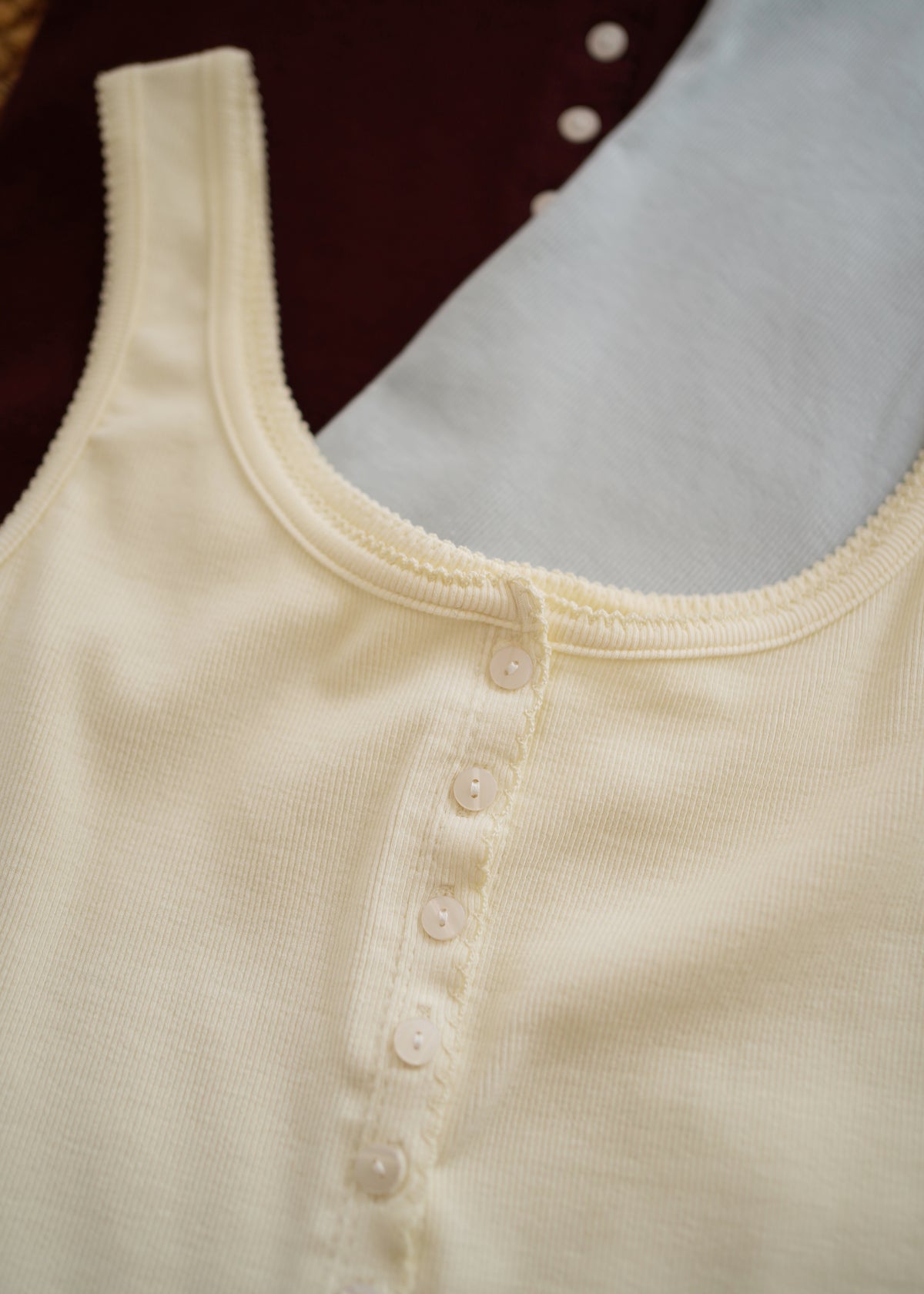 Button Scallop Trim Top