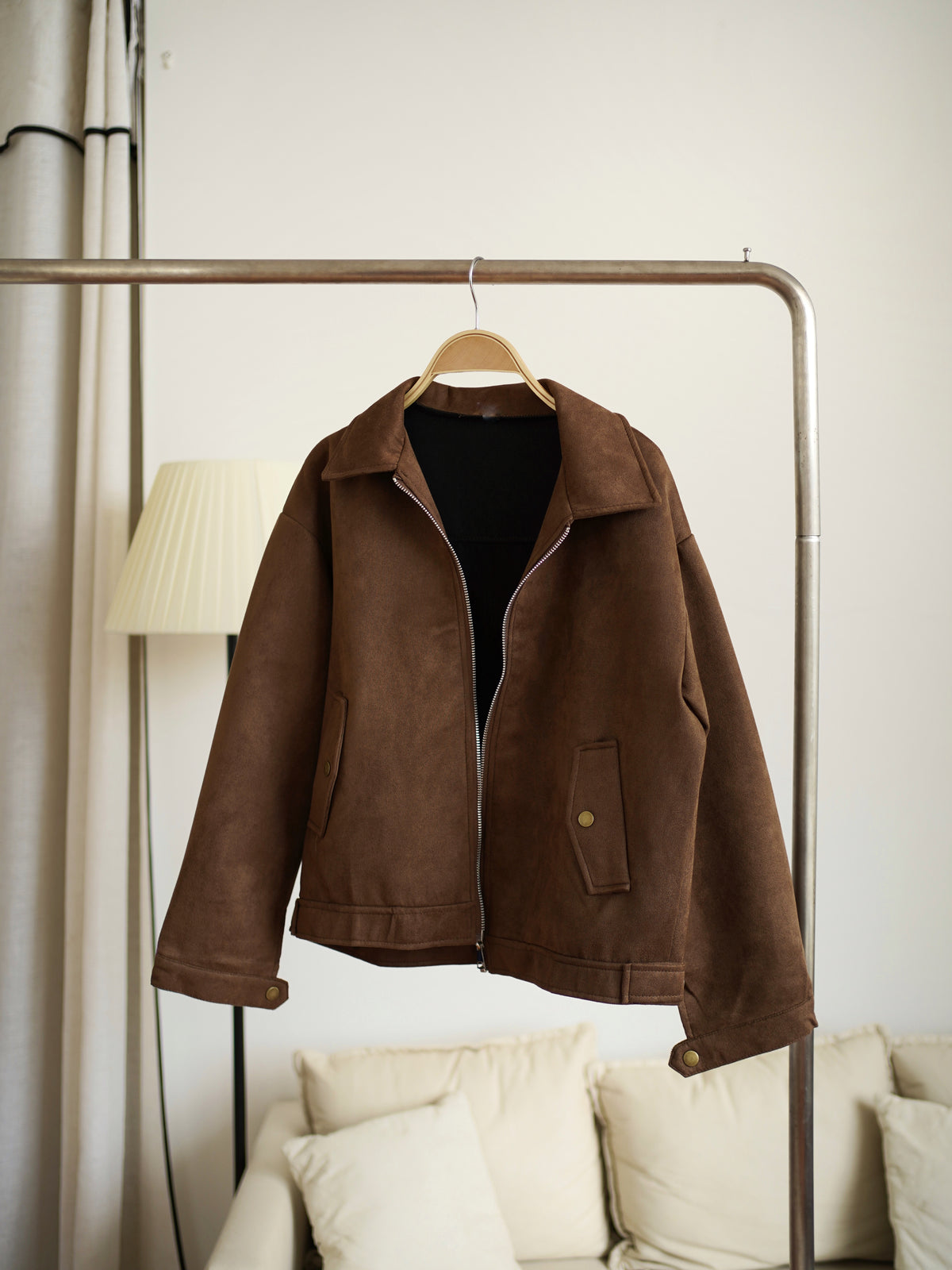 Brown Faux Leather Jacket - LovelyMadness Clothing Malaysia