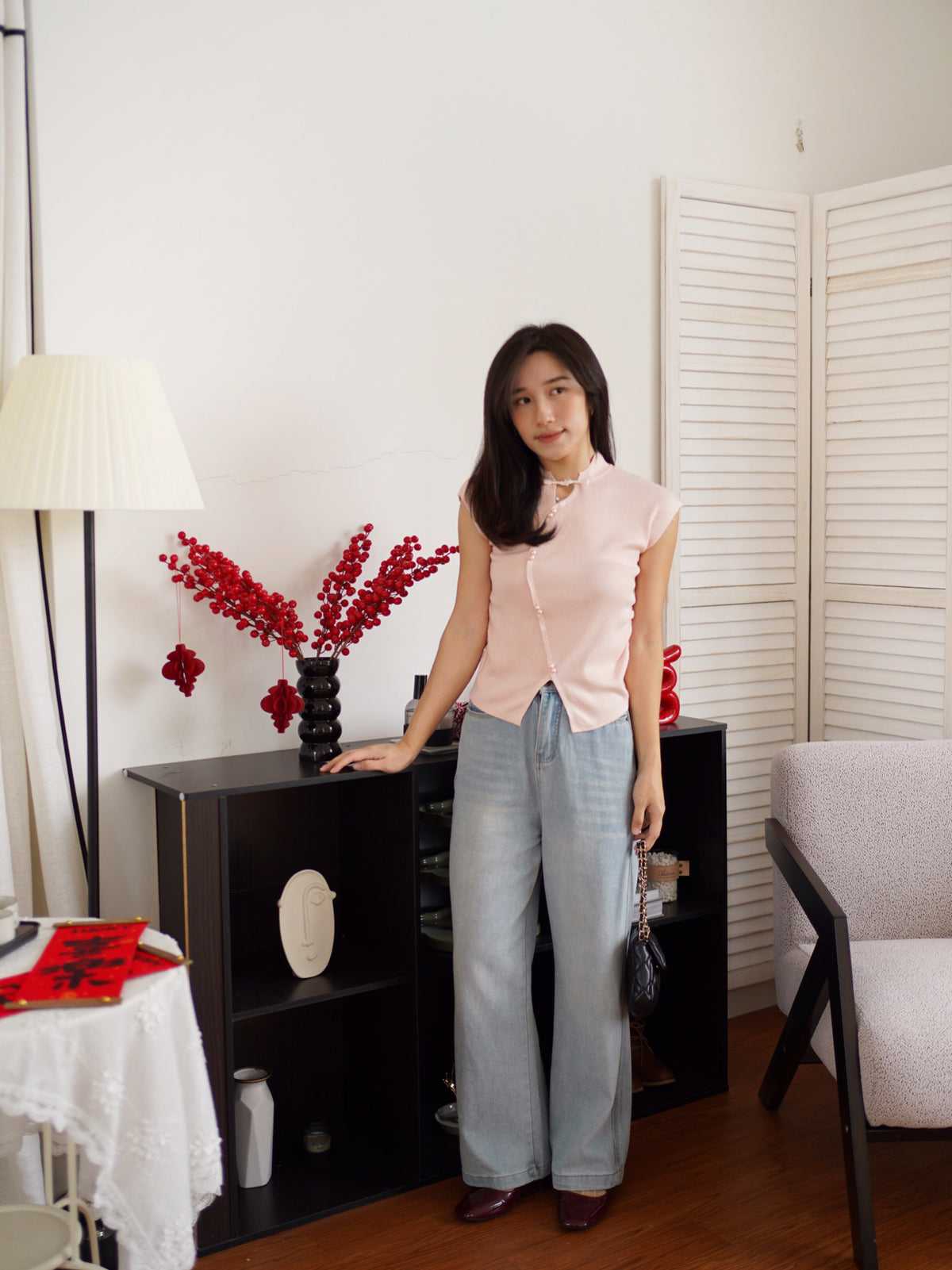 Wan Feng Pearl Knit Top