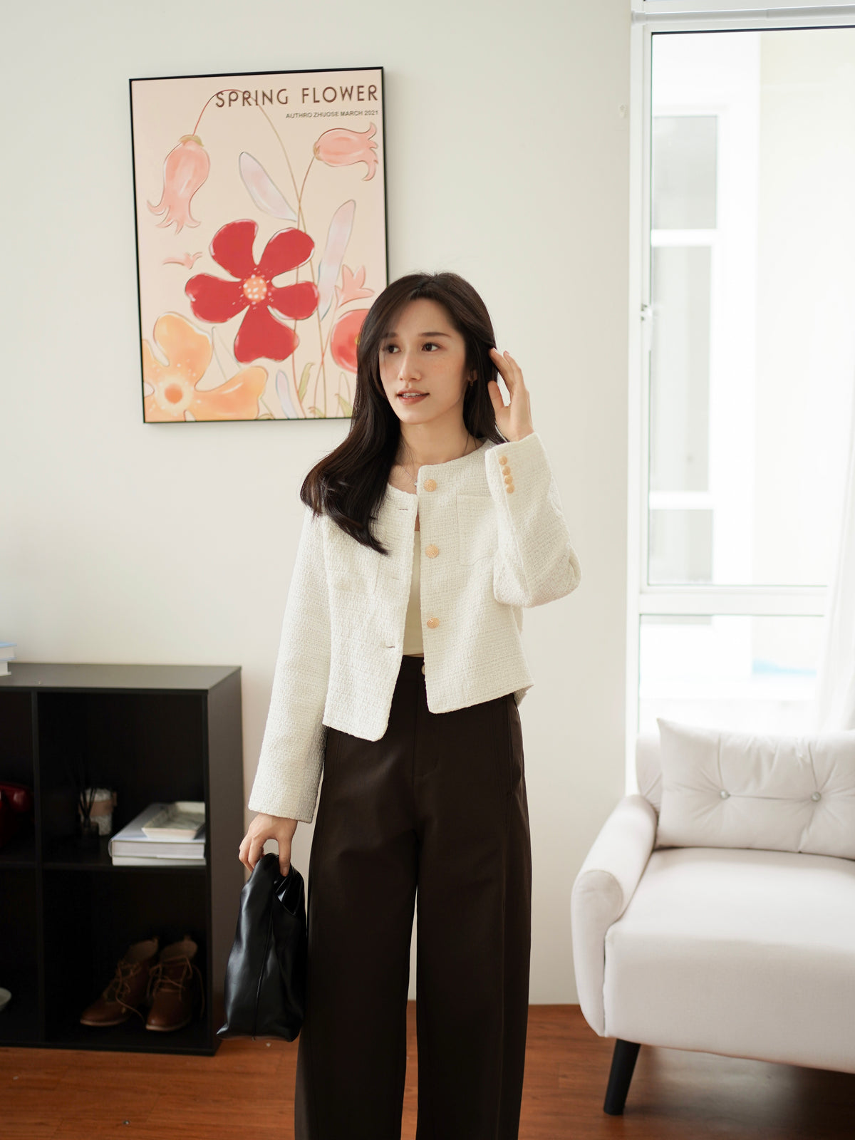 Ivory Tweed Blazer - LovelyMadness Clothing Malaysia