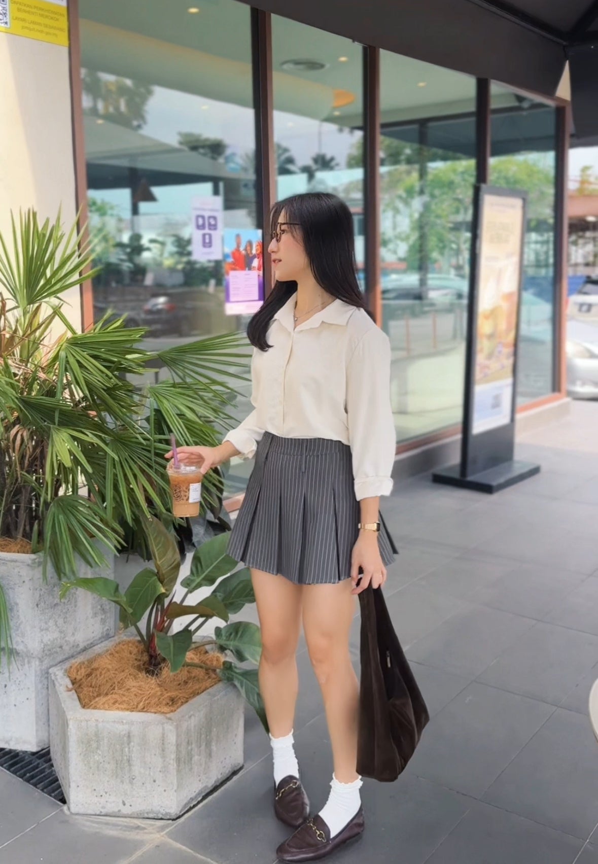 Leo Pinstripe Pleated Mini Skirt - LovelyMadness Clothing Malaysia
