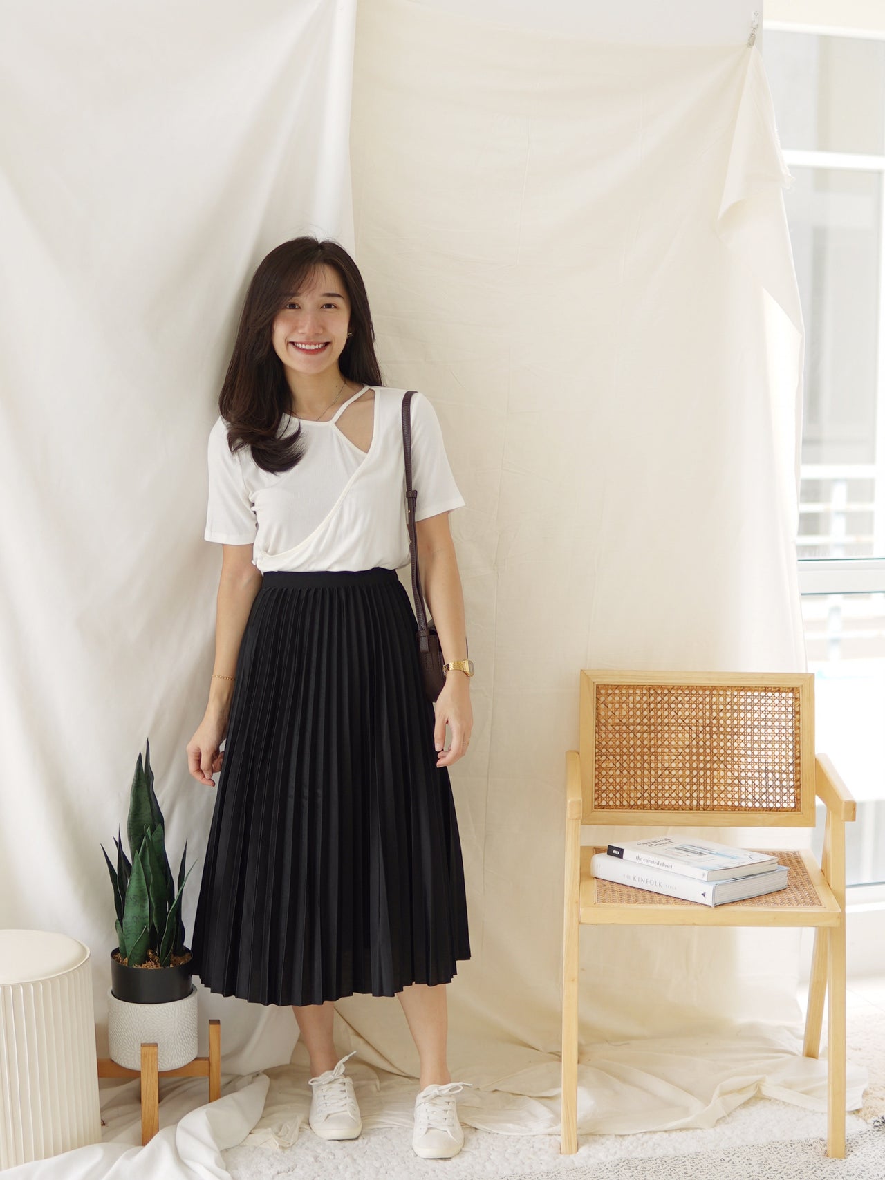 Rowen Pleat midi skirt