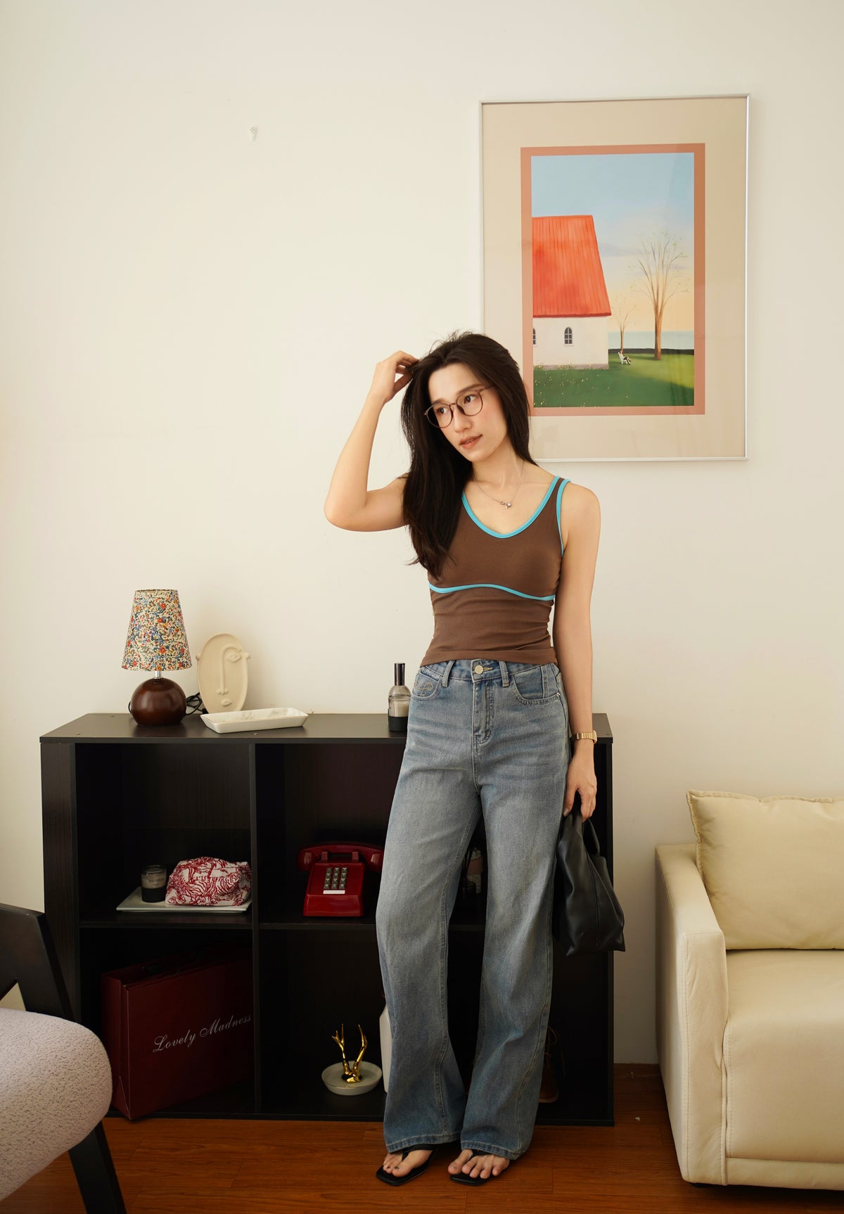 Jennie Contrast Padded Top