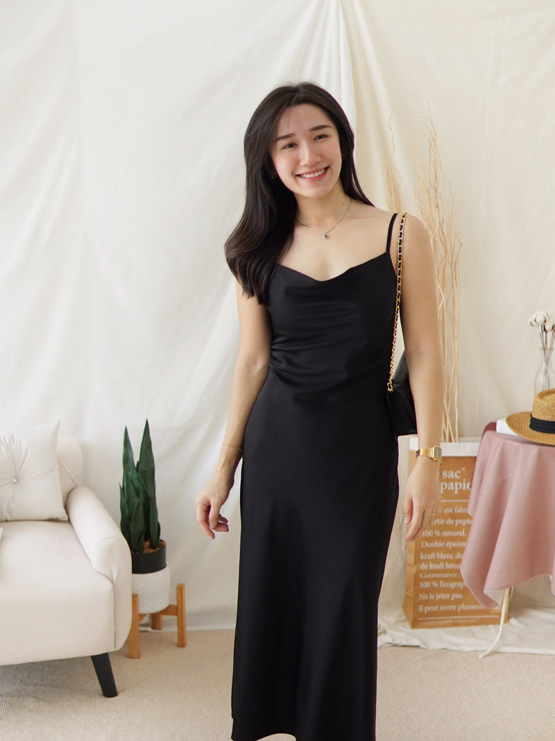 HARPER SATIN COWL DRESS
