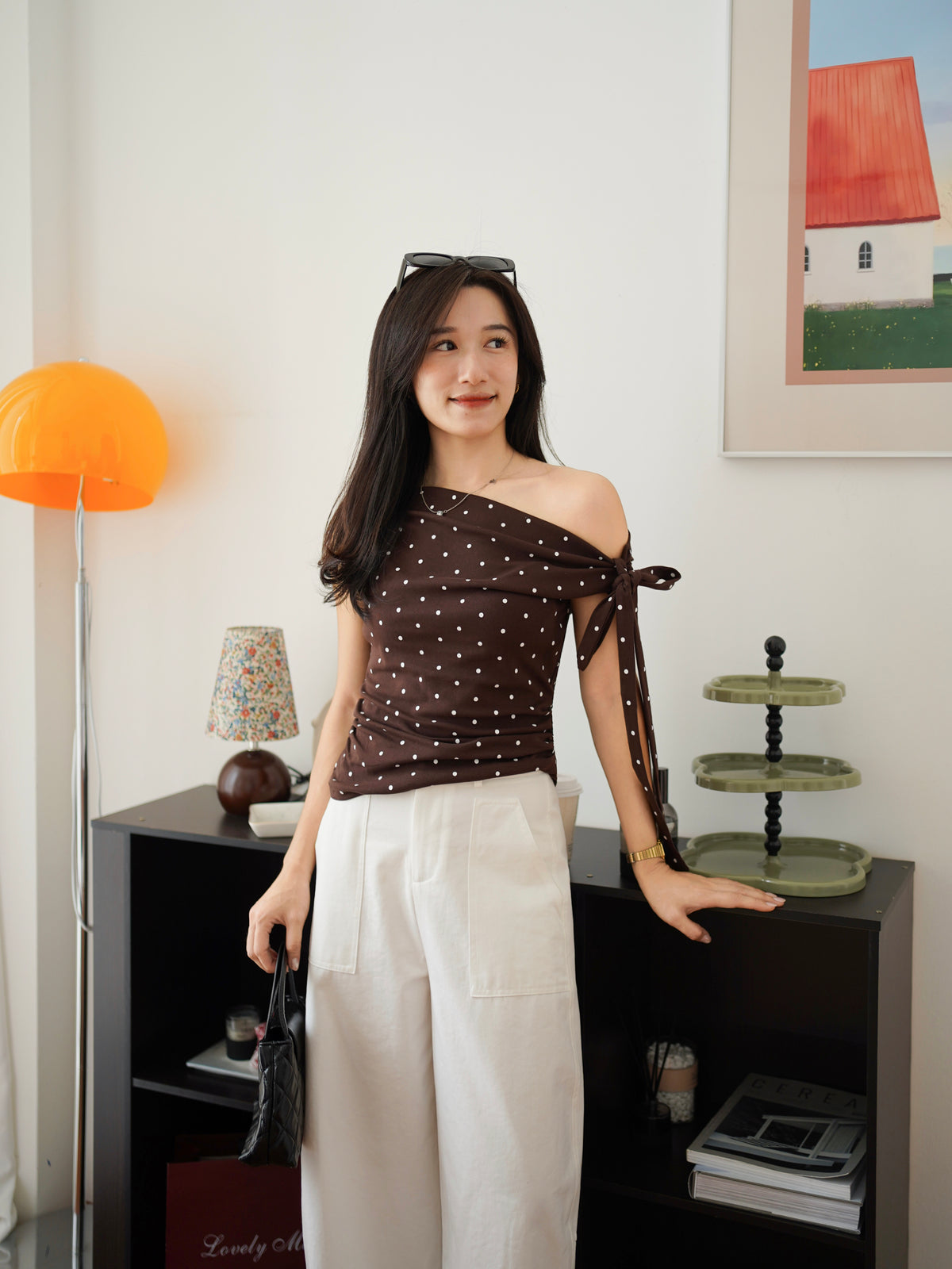 Denise Polkadots Tie Top