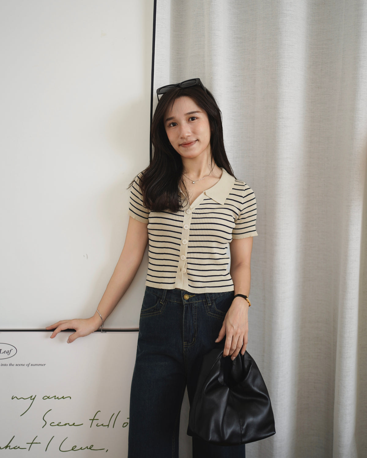 Stripe Knit Collar Top - LovelyMadness Clothing Malaysia