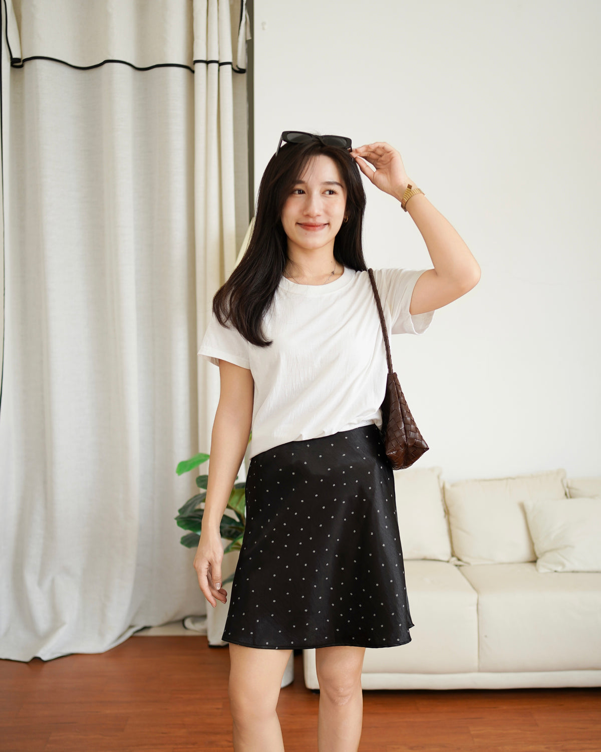 Polkadots Satin Skirt