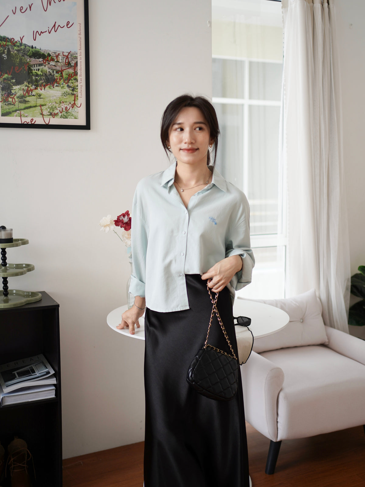 Embroidery Boxy Shirt (Anti-wrinkle fabric)