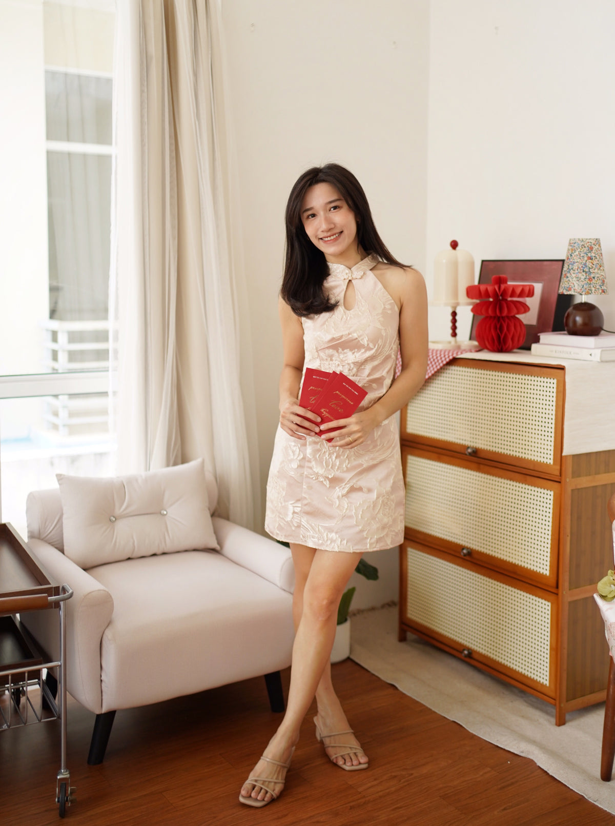 ANQI Jacquard Halter Dress