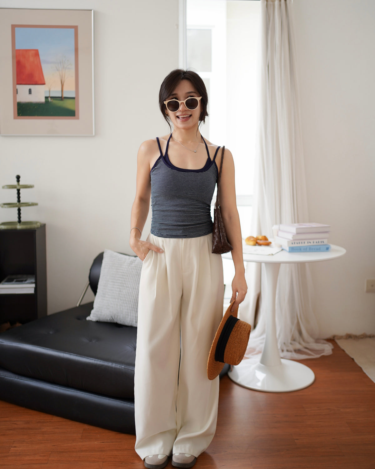 Helen Stripe Padded Halter Tank