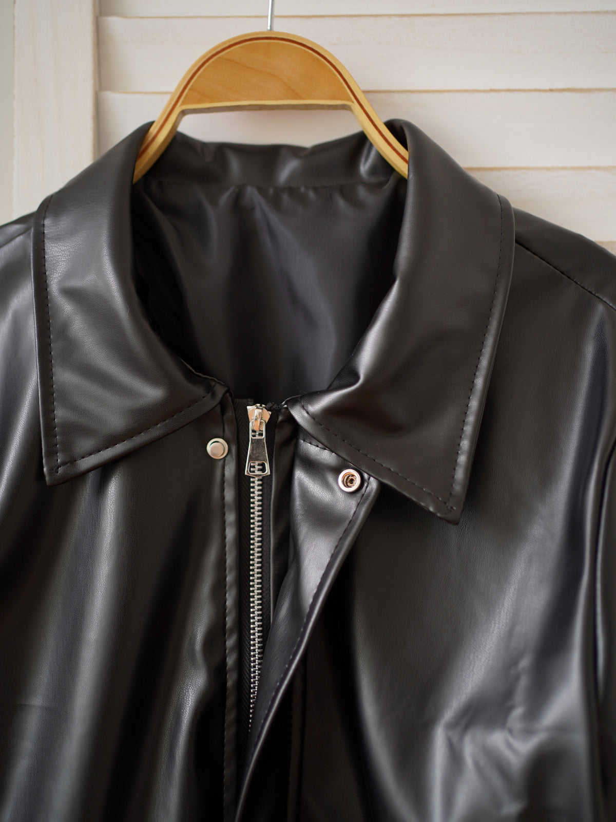 Black Faux Leather Jacket - LovelyMadness Clothing Malaysia