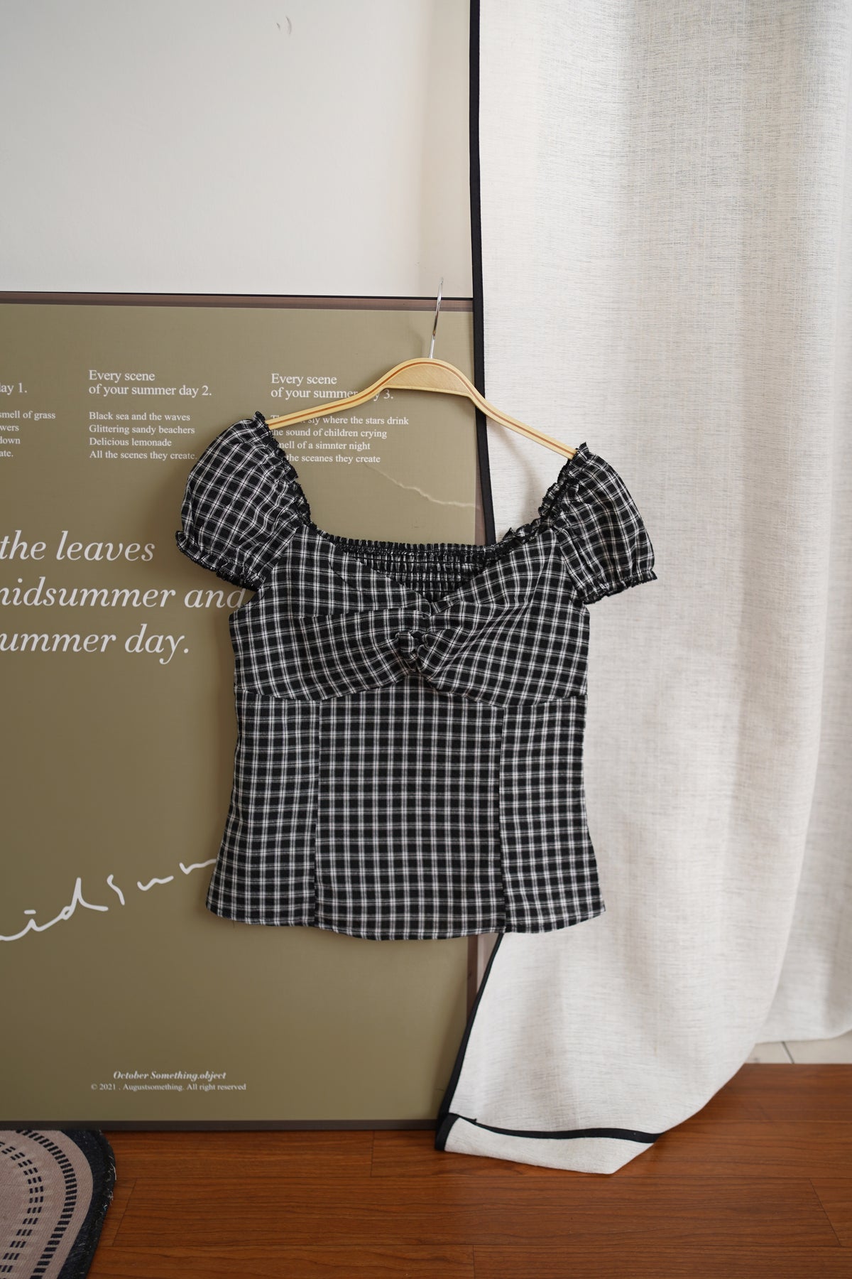 Molly Ruched Plaid Top
