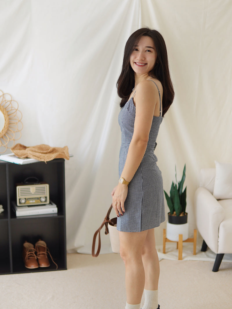 Checkered Strap Mini Dress