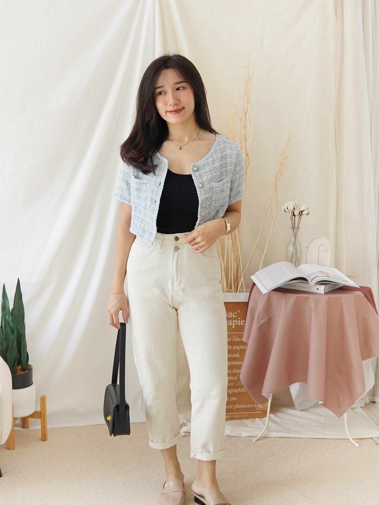 ROSIA TWEED BUTTON TOP