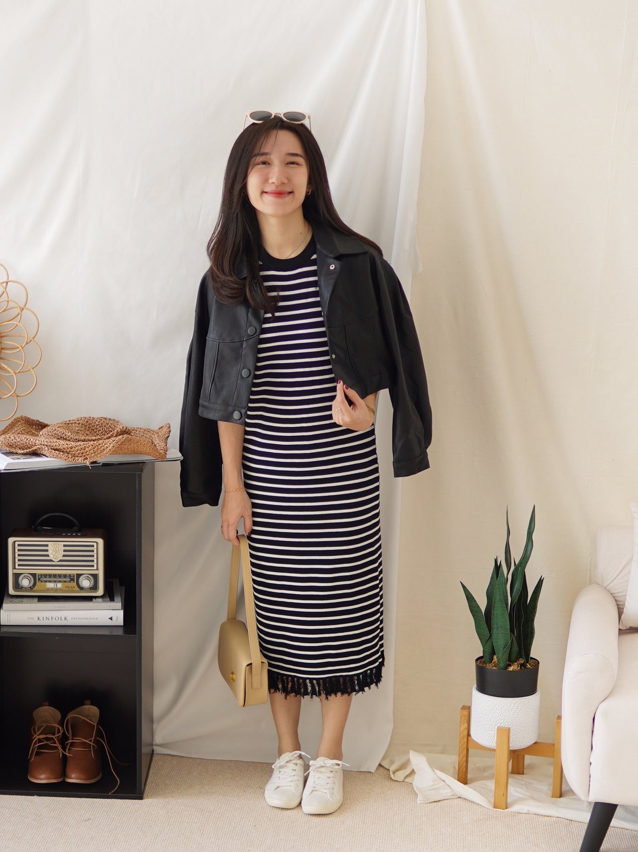 MARCHE STRIPE KNIT FRAY DRESS